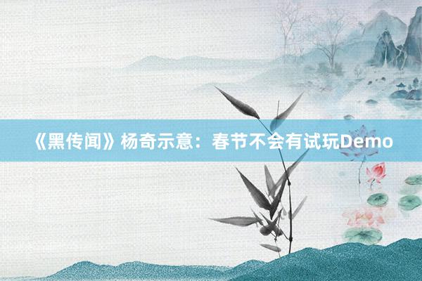 《黑传闻》杨奇示意：春节不会有试玩Demo
